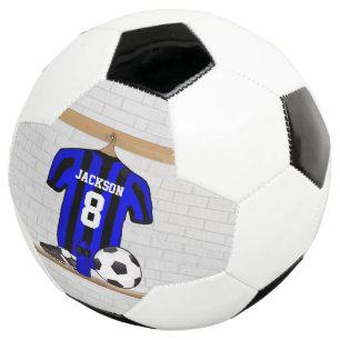 Personalised Blue and Black Striped Soccer Jersey Football