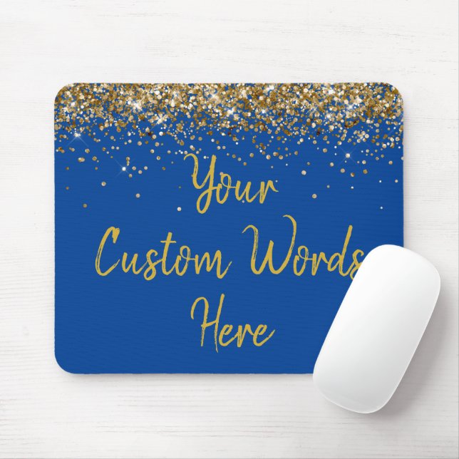 Personalised Blue and Gold Gamer His Birthday Gift Mouse Mat (With Mouse)