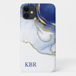 Personalised Blue and Gold Glitter iPhone 11 Case