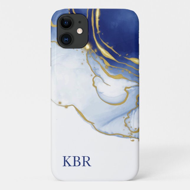 Personalised Blue and Gold Glitter Case-Mate iPhone Case (Back)