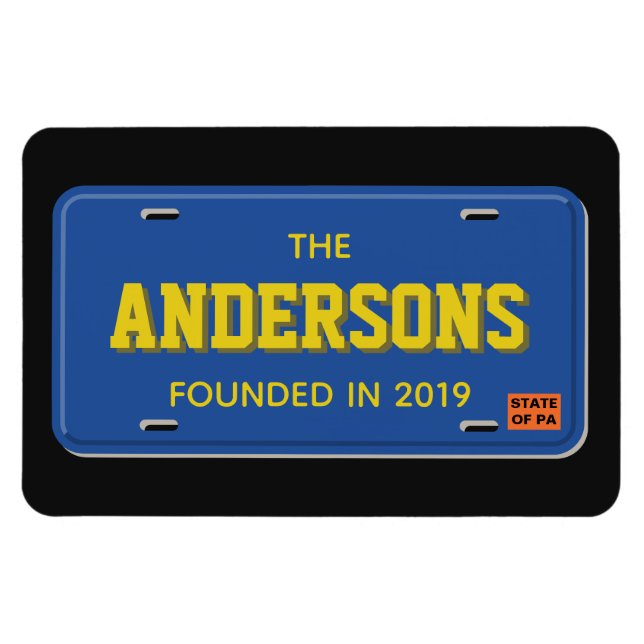 Personalised Blue and Gold License Plate Magnet (Horizontal)