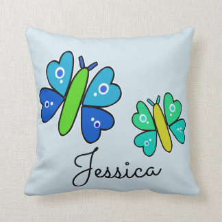 Personalised Blue and Green Butterfly Cushion