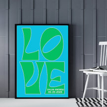 Personalised Blue and Green LOVE Nursery Poster