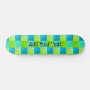 Personalised Blue and Green Rustic Cool Skateboard