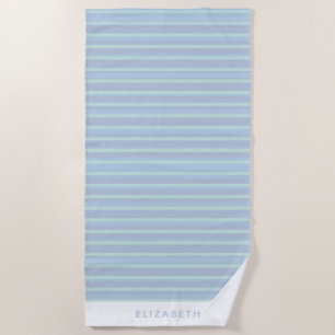 Personalised Blue and Green Striped Beach Towel