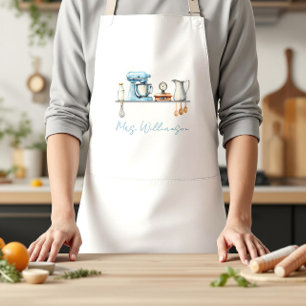 Personalised Blue and Grey Kitchen Utensils Standard Apron
