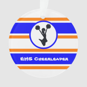 Personalised Blue and Orange Cheerleader Ornament