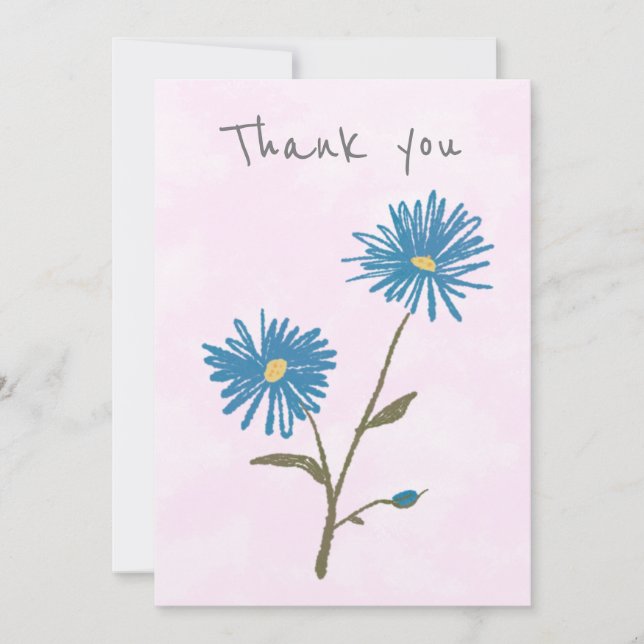 Personalised Blue and Pink Floral Thank You Card (Front)
