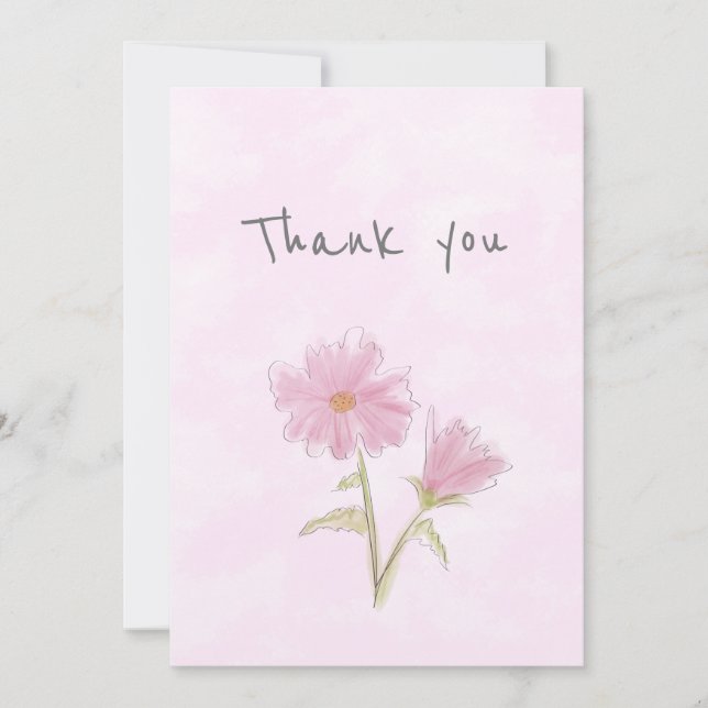 Personalised Blue and Pink Floral Thank You Card (Front)