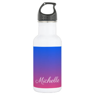 Personalised blue and pink ombre gradient 532 ml water bottle