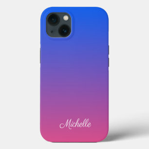 Personalised blue and pink ombre gradient Case-Mat iPhone 13 Case