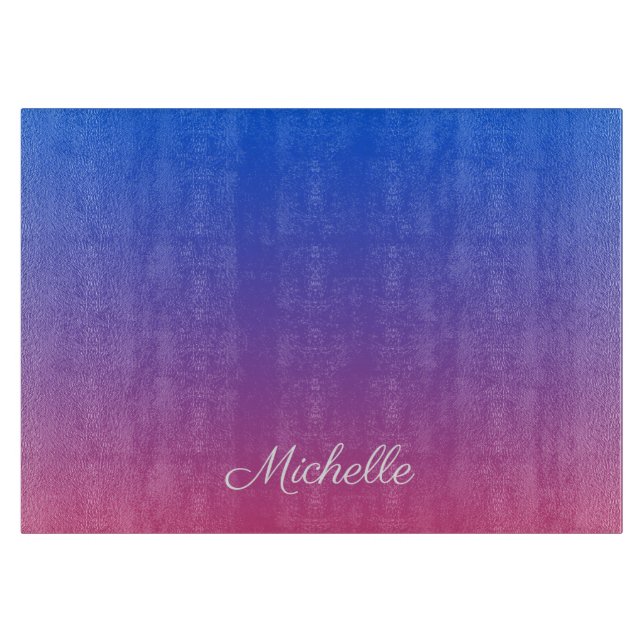 Personalised blue and pink ombre gradient cutting board (Front)