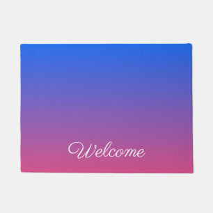 Personalised blue and pink ombre gradient doormat