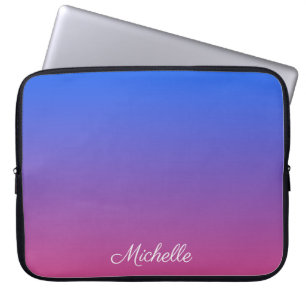Personalised blue and pink ombre gradient laptop sleeve