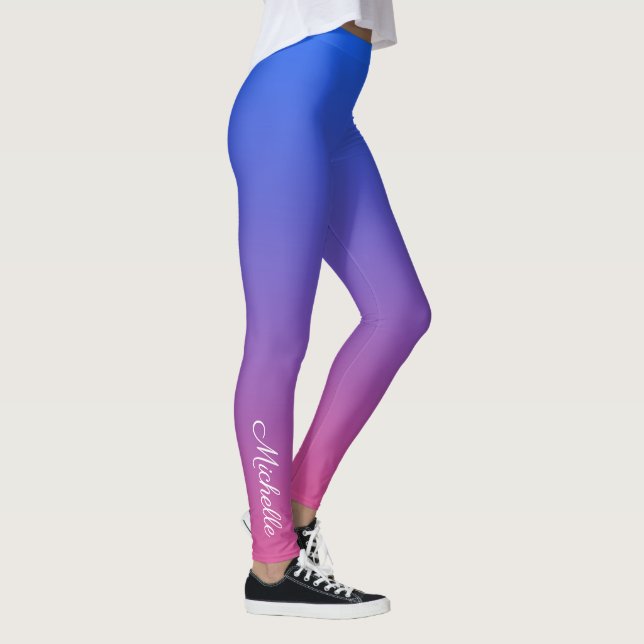 Personalised blue and pink ombre gradient leggings (Right)