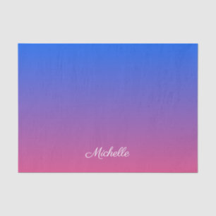 Personalised blue and pink ombre gradient tissue paper