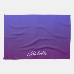 Personalised blue and purple ombre tea towel
