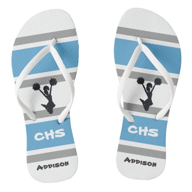 Personalised Blue and Silver Cheerleader Flip Flop (Footbed)
