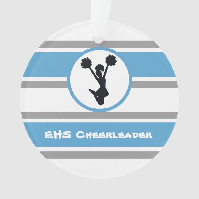 Personalised Blue and Silver Cheerleader Ornament (Front)