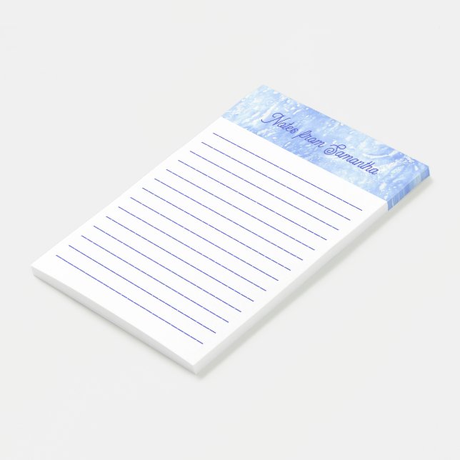 Personalised Blue and White Abstract Post it Notes (Angled)