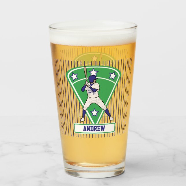 Personalised blue and white baseball glass (Front Filled)