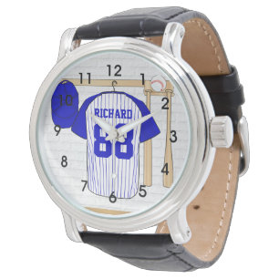 Personalised Blue and White Baseball Jersey Watch