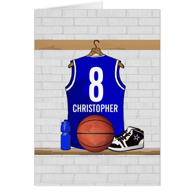 Personalised Blue and White Basketball Jersey (Front)