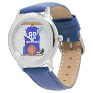 Personalised Blue and White Basketball Jersey Watch
