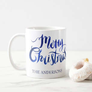 Personalised Blue and White Christmas Mug