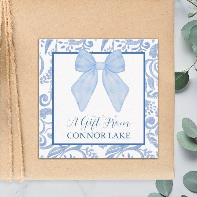 Personalised Blue and White Classic Watercolor  Enclosure Card (Creator Uploaded)