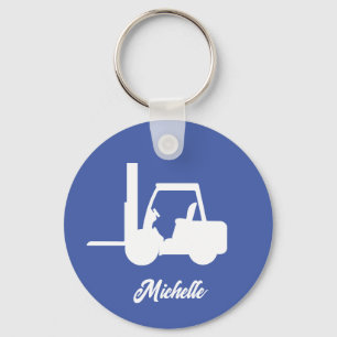 Personalised blue And White Forklift Key Ring