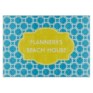 Personalised Blue and White Glass Cutting Board