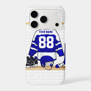 Personalised Blue and White Ice Hockey Jersey