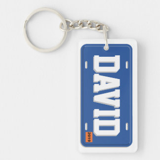 Personalised Blue and White License Plate Key Ring