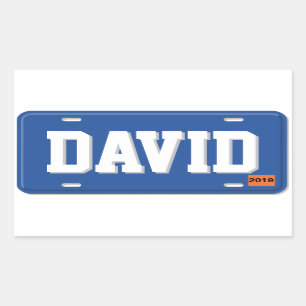 Personalised Blue and White License Plate Rectangular Sticker