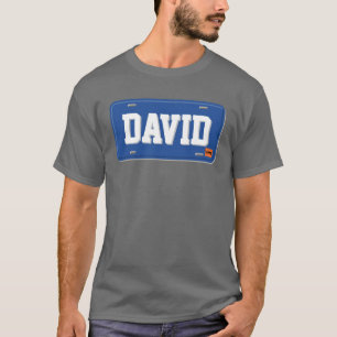 Personalised Blue and White License Plate T-Shirt