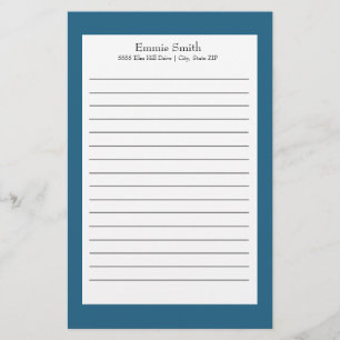 Personalised Blue and White Lined Stationery