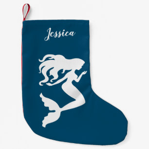 Personalised Blue and White Mermaid Stocking
