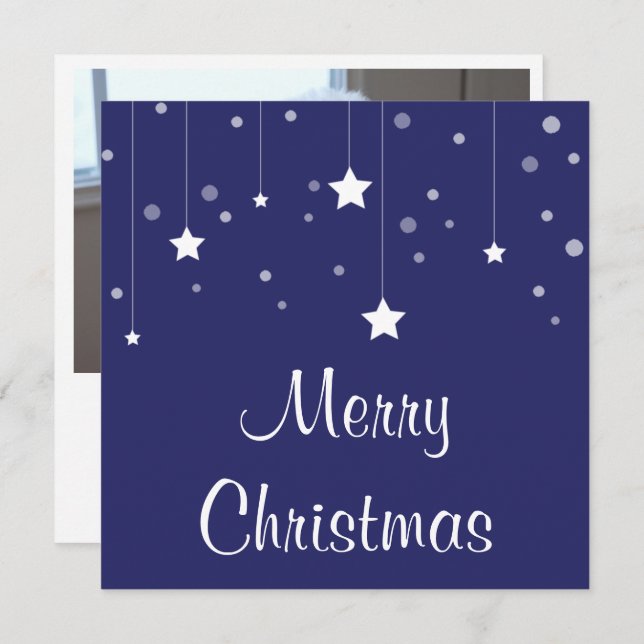 Personalised Blue and White Photo Christmas Card (Front/Back)