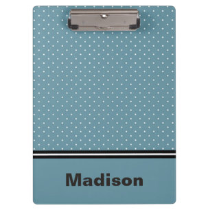 Personalised Blue and White Polka Dot Clipboard