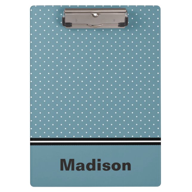 Personalised Blue and White Polka Dot Clipboard (Front)
