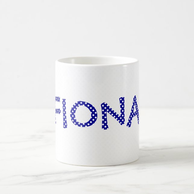 Personalised Blue and White Polka Dot Mug (Center)