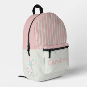 Personalised blue and white striped printed backpack
