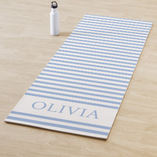 Personalised Blue and white stripes beach house Yoga Mat
