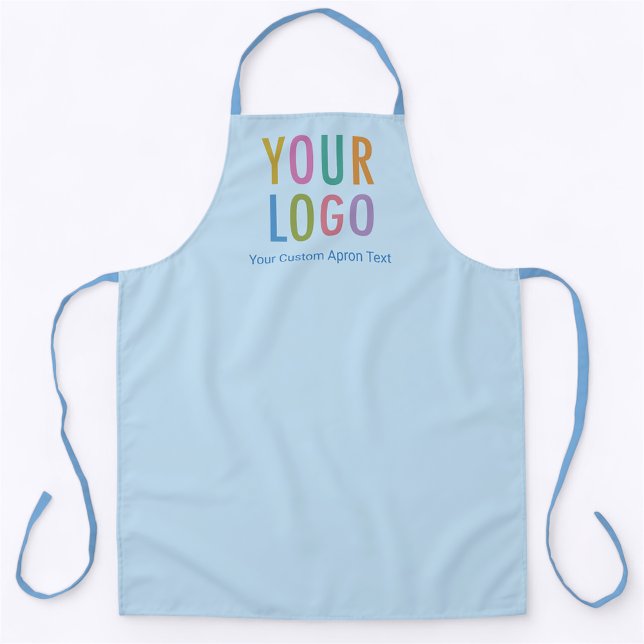 Personalised Blue Apron with Custom Logo Name Text (MISOOK Light Blue Apron with Logo)