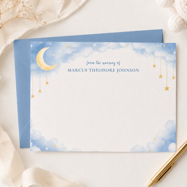 Personalised Blue Baby Shower Thank You Note Card (Creator Uploaded)