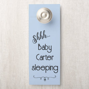 Personalised Blue Baby Sleeping Door Hanger