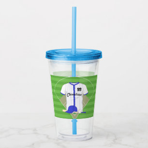 Personalised blue baseball acrylic tumbler