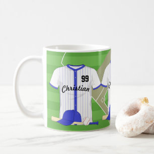 Personalised blue baseball coffee mug
