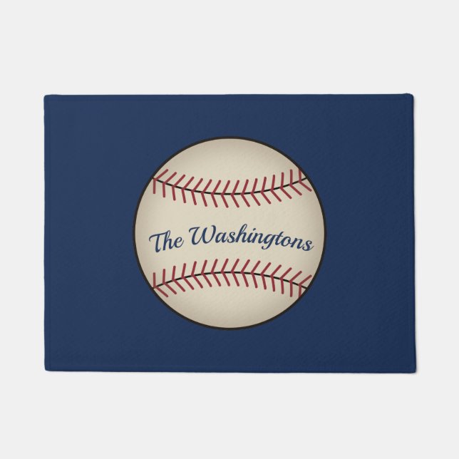 Personalised Blue Baseball Doormat  (Front)